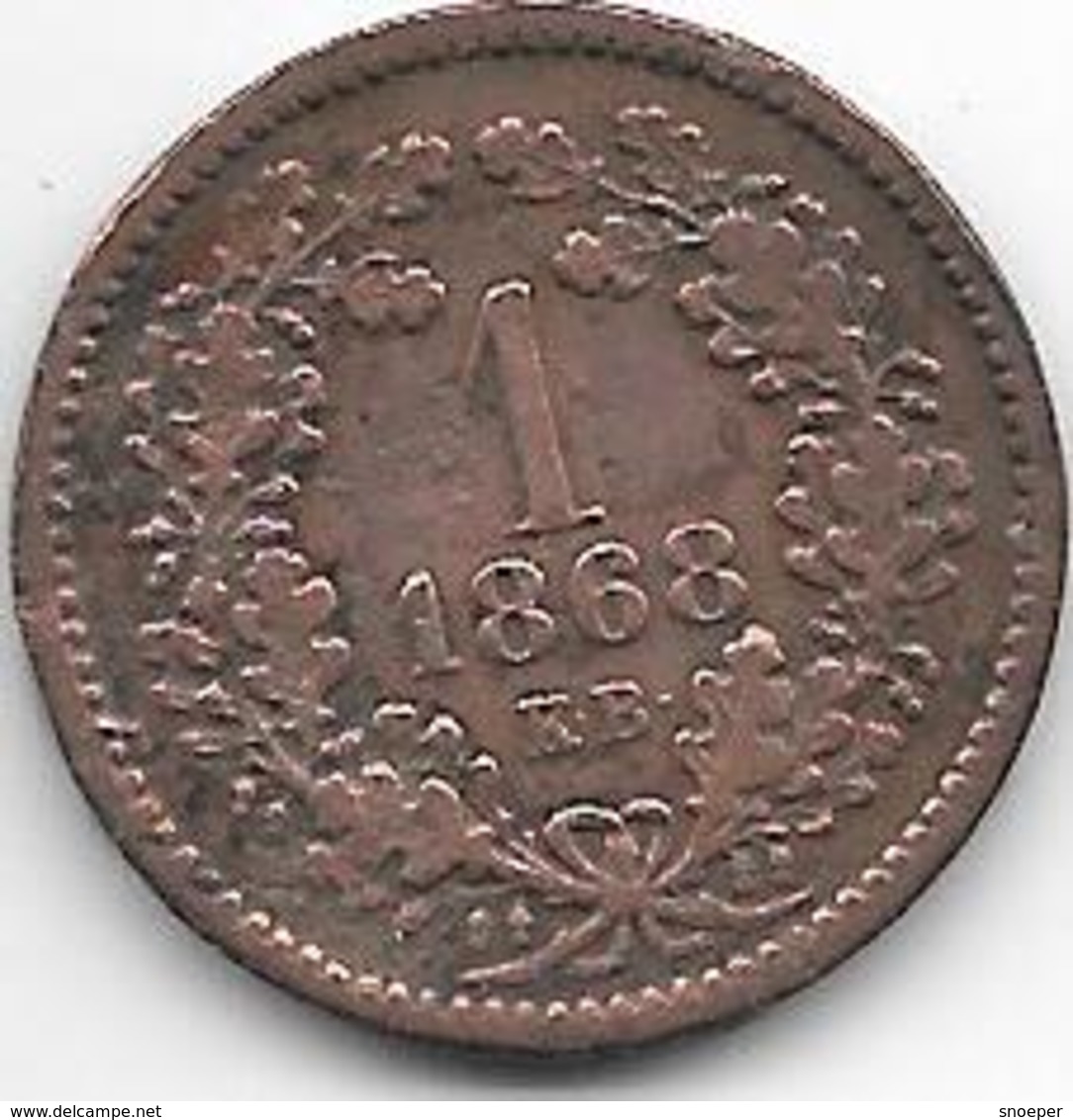 *hungary 1 Krajczar 1868 Km 444.1  Vf - Hongrie