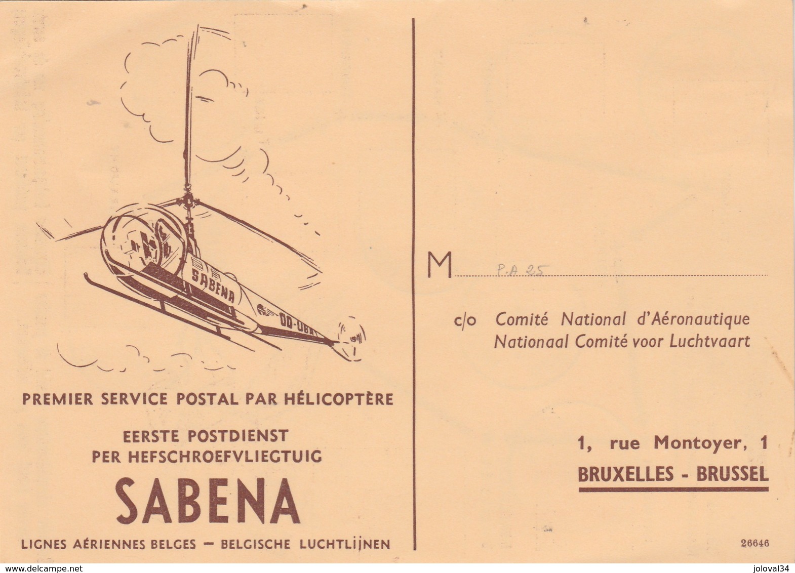 Belgique 1 Er Service Postal Par Hélicoptère SABENA 1950 Bruxelles Libramont Liège Voir Description - Autres & Non Classés