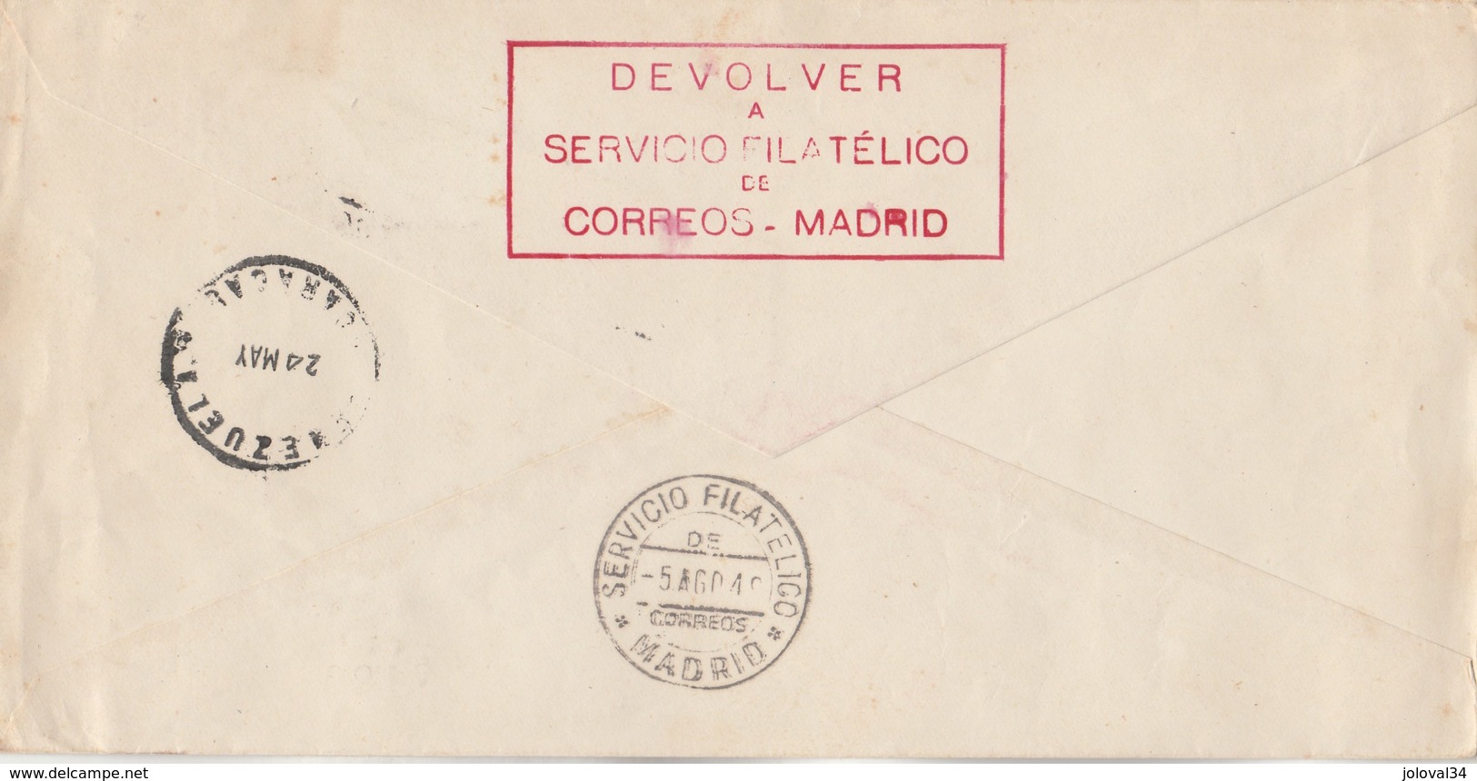 Espagne Premier Vol ESPANA VENEZUELA 19/5/1949 Madrid Caracas - Cachet IV Centenario San Francisco Solano - Lettres & Documents