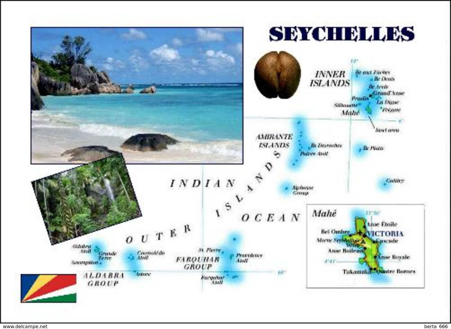 Seychelles Islands Country Map New Postcard Seychellen Landkarte AK - Seychellen