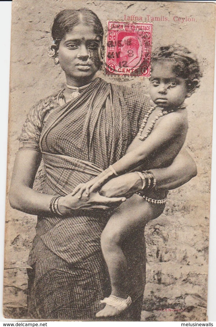 Ceylan Jaffna Tamils Jeune Femme Et Enfant 1912 - Sri Lanka (Ceylon)