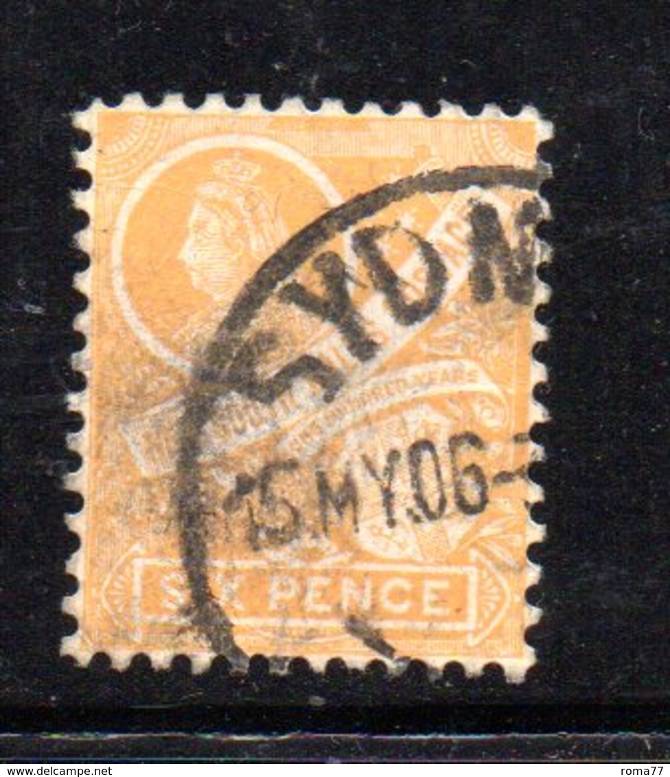 APR1205 - NEW SOUTH WALES GALLES 1899 , Yvert N. 83 Giallo Arancio Usato . Fil NSW  INVERTED - Used Stamps