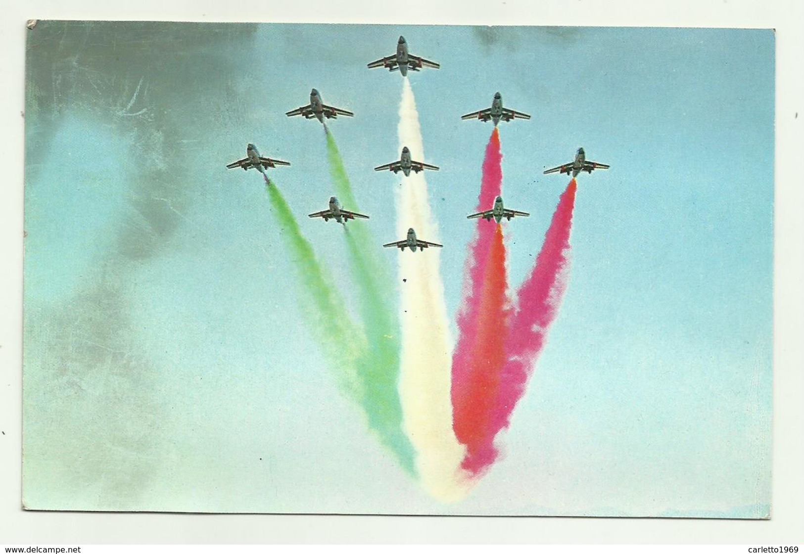 PATTUGLIA ACROBATICA NAZIONALE  FRECCE TRICOLORI , PASSAGGIO BASSO DI VELIVOLI FIAT G 91 IN FORMAZIONE FG - 1946-....: Era Moderna