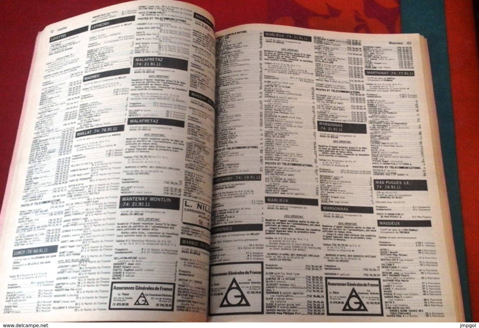 Annuaire Officiel Des Abonnés Au Téléphone AIN 1969 Pages Professionnelles Et Particuliers - Annuaires Téléphoniques