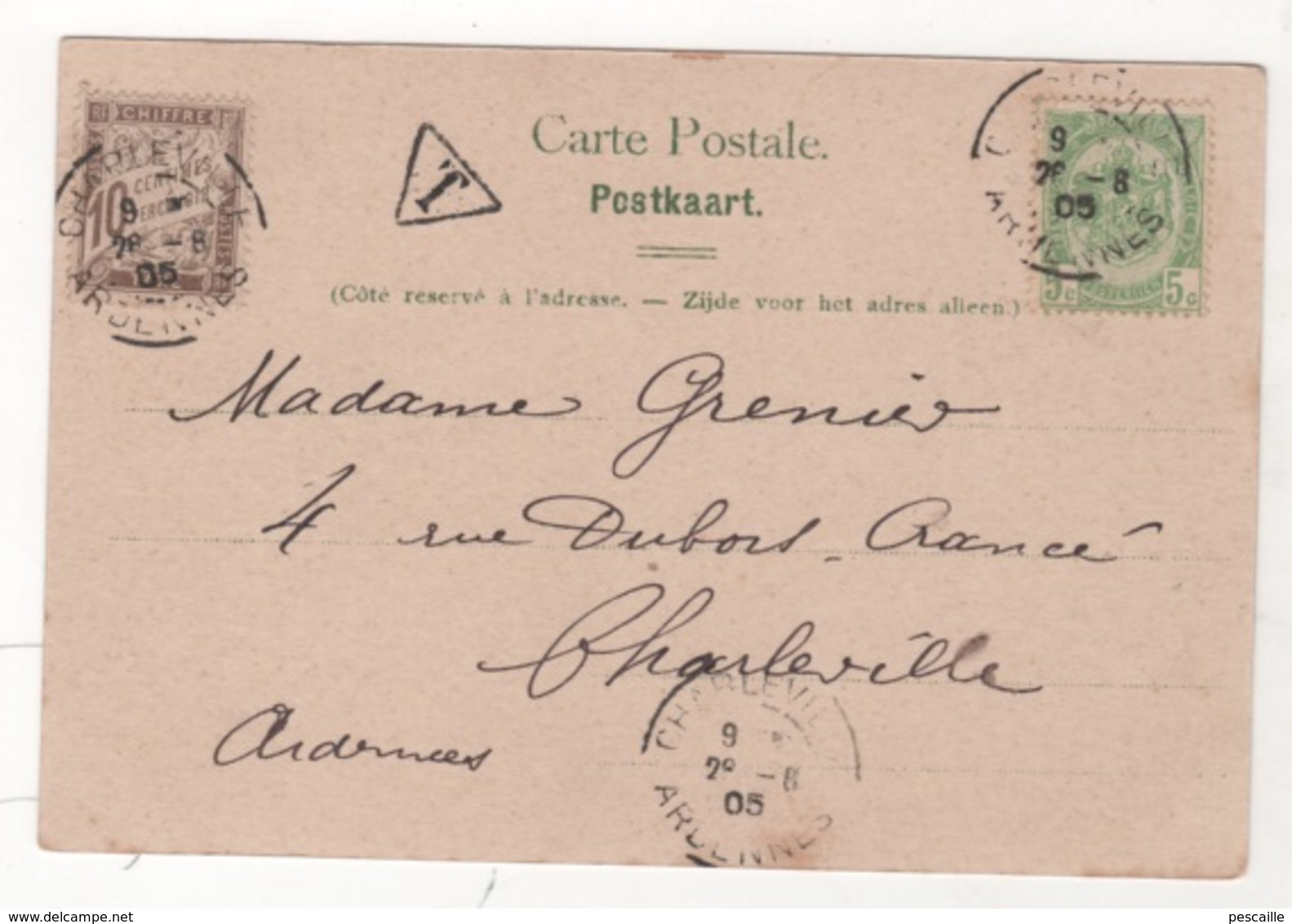 HAINAUT - CP ANIMEE ERQUELINNES - RUE DE LA GARE - EDITION G. RONDETTE ? JEUMONT N° 4023 - CIRCULEE TAXEE EN 1905 - Erquelinnes