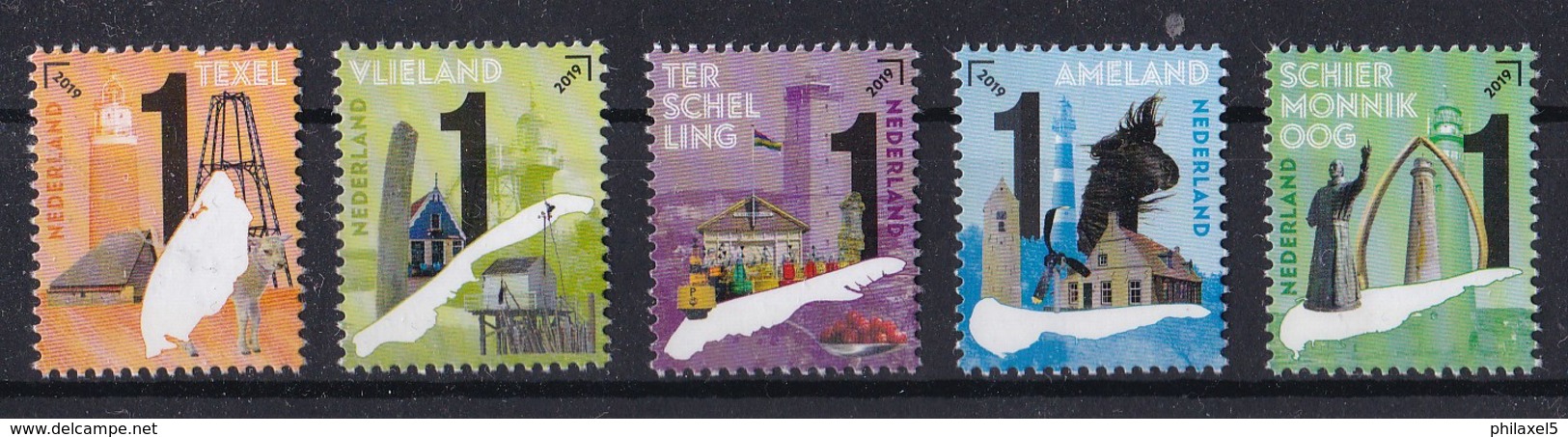 Nederland – Mooi Nederland – Texel/Vlieland/Terschelling/Ameland/Schierm - Vuurtoren – MNH-NVPH 3721/3725/3737/3740/3741 - Vuurtorens