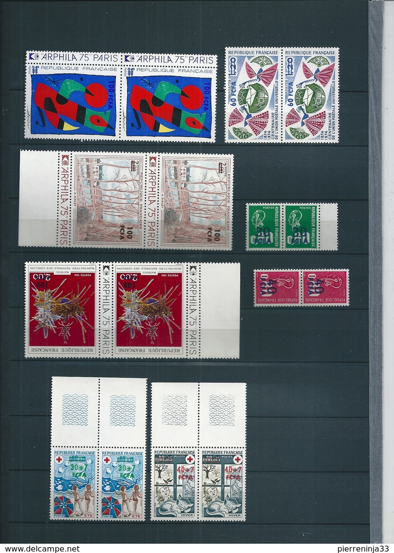 Lot Timbres De La Réunion /CFA En Paire , Surtout 1973/4 , Neufs Sans Charnière , Cote : 77 Euro - Ungebraucht