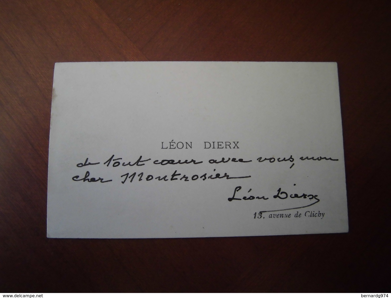 Réunion : Carte De Visite De Léon Dierx Avec Signature Autographe - Cartoncini Da Visita