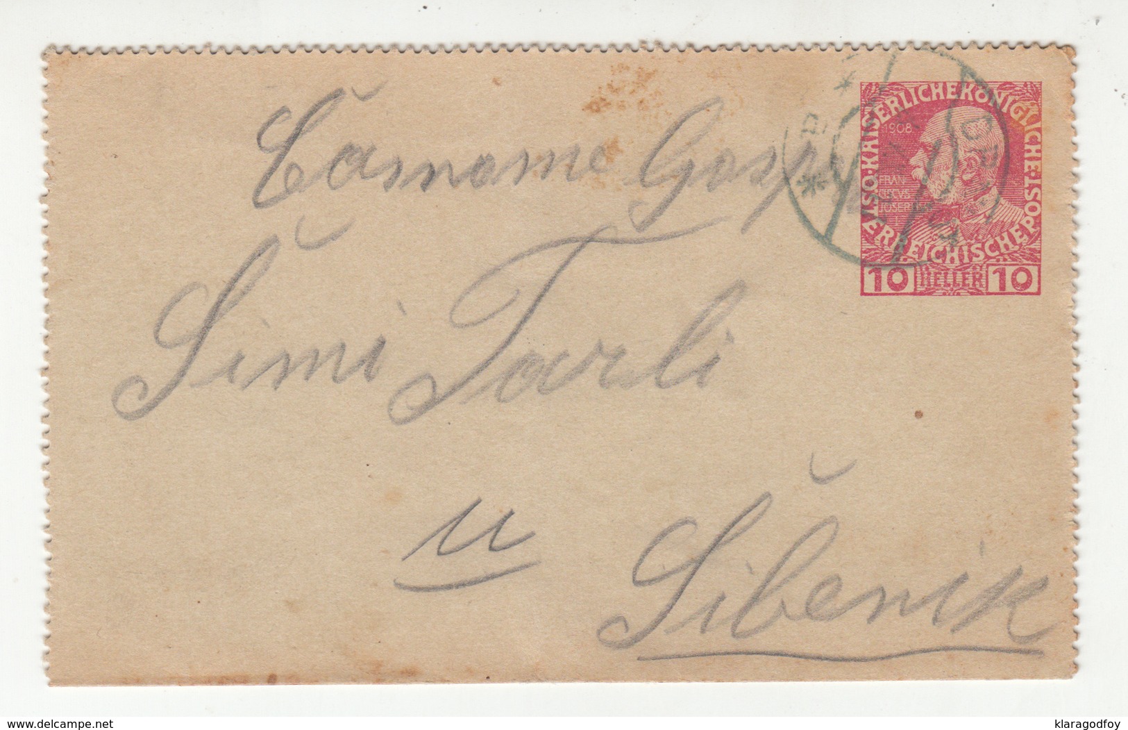 Austria Croatia Postal Stationery Letter Card Travelled 191? Drniš To Šibenik B190601 - Croazia