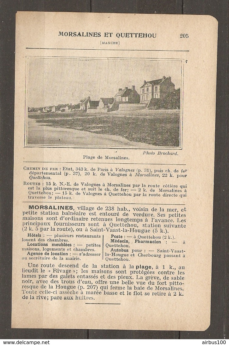 1924 MORSALINES ET QUETTEHOU (50) - CHEMIN DE FER ETAT 343 KM DE PARIS A VALOGNES PUIS Ch. DE FER DEPARTEMENTAL - Chemin De Fer