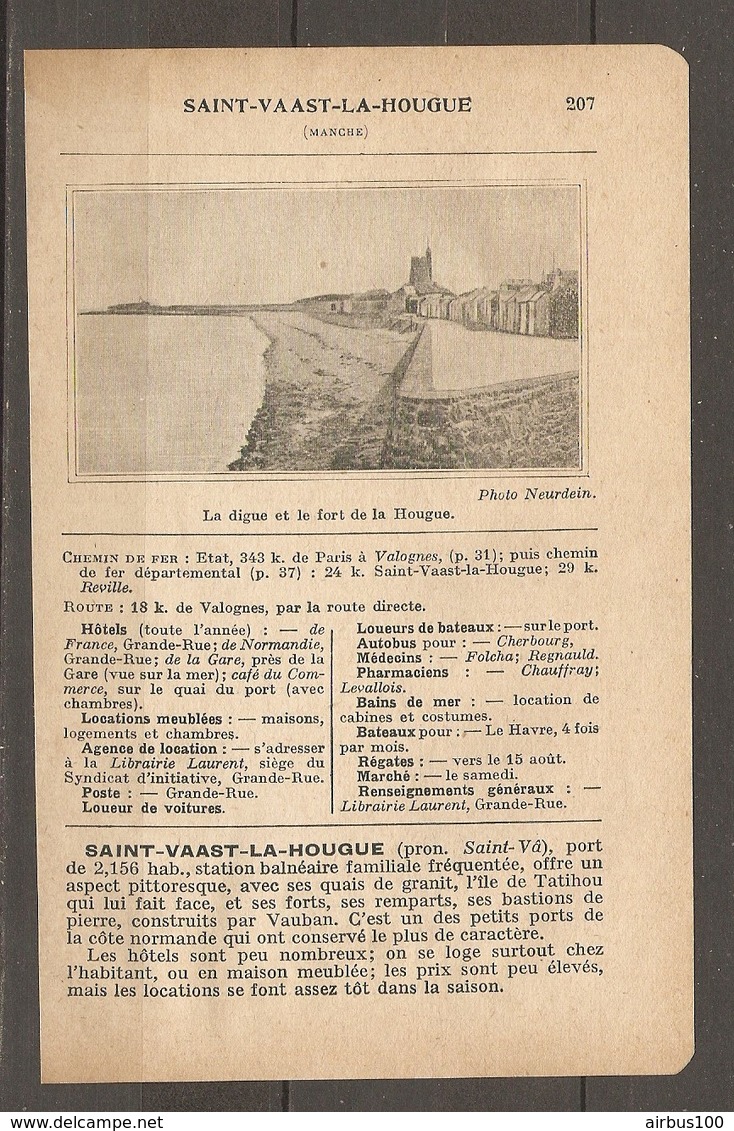 1924 SAINT VAAST LA HOUGUE (50) - CHEMIN DE FER ETAT 343 KM DE PARIS A VALOGNES PUIS Ch. DE FER DEPARTEMENTAL - Ferrovie