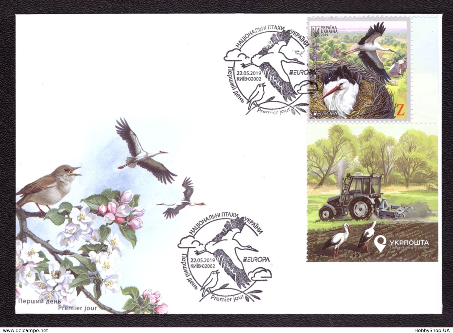 Ukraine 2019 FDC SET FD COVER EUROPA CEPT National Birds Of Ukraine White Stork Oriental Nightingale #590 - Ukraine