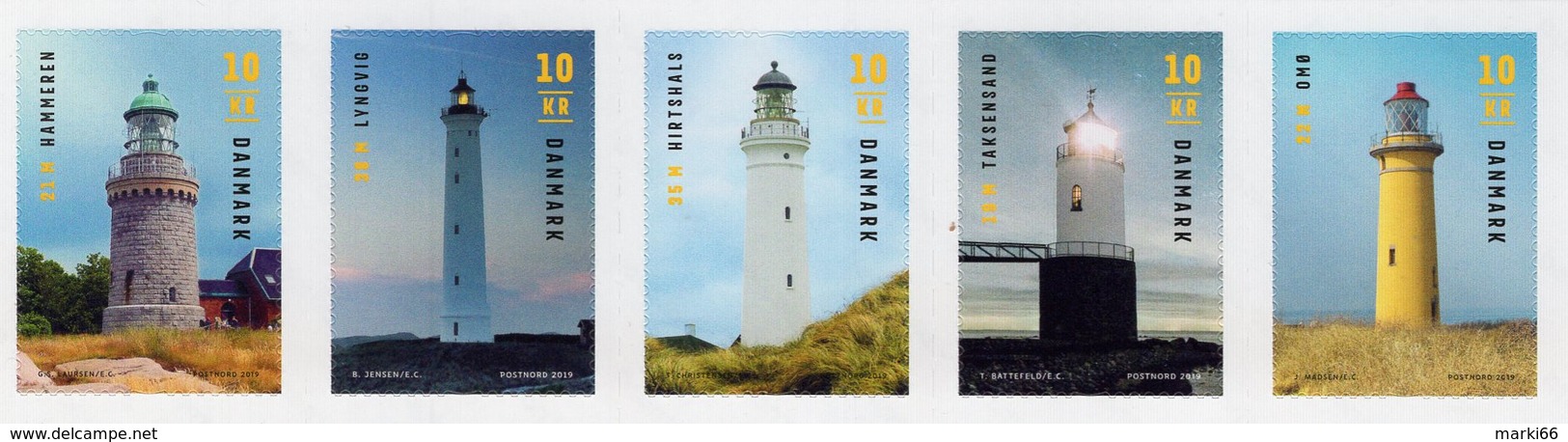 Denmark - 2019 - Lighthouses - Mint Self-adhesive Stamp Set - Nuovi