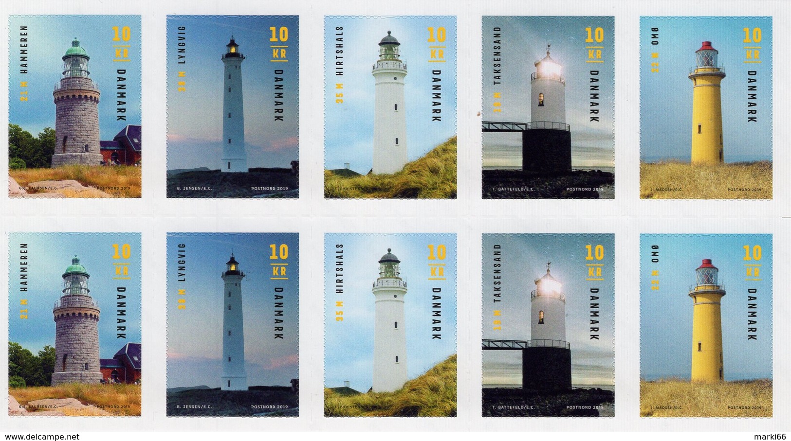 Denmark - 2019 - Lighthouses - Mint Self-adhesive Stamp Booklet - Neufs