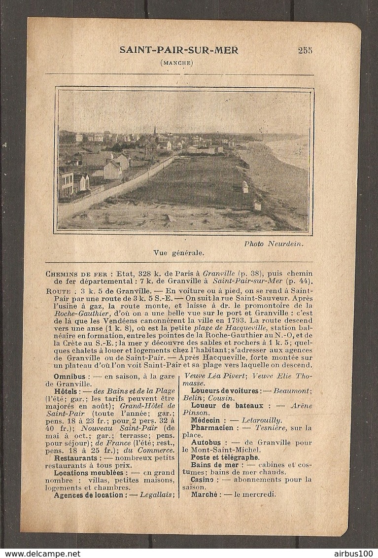 1924 SAINT PAIR SUR MER MANCHE (50) - CHEMIN DE FER ETAT 328 KM DE PARIS PUIS Ch. DE FER DEPARTEMENTAL - Chemin De Fer