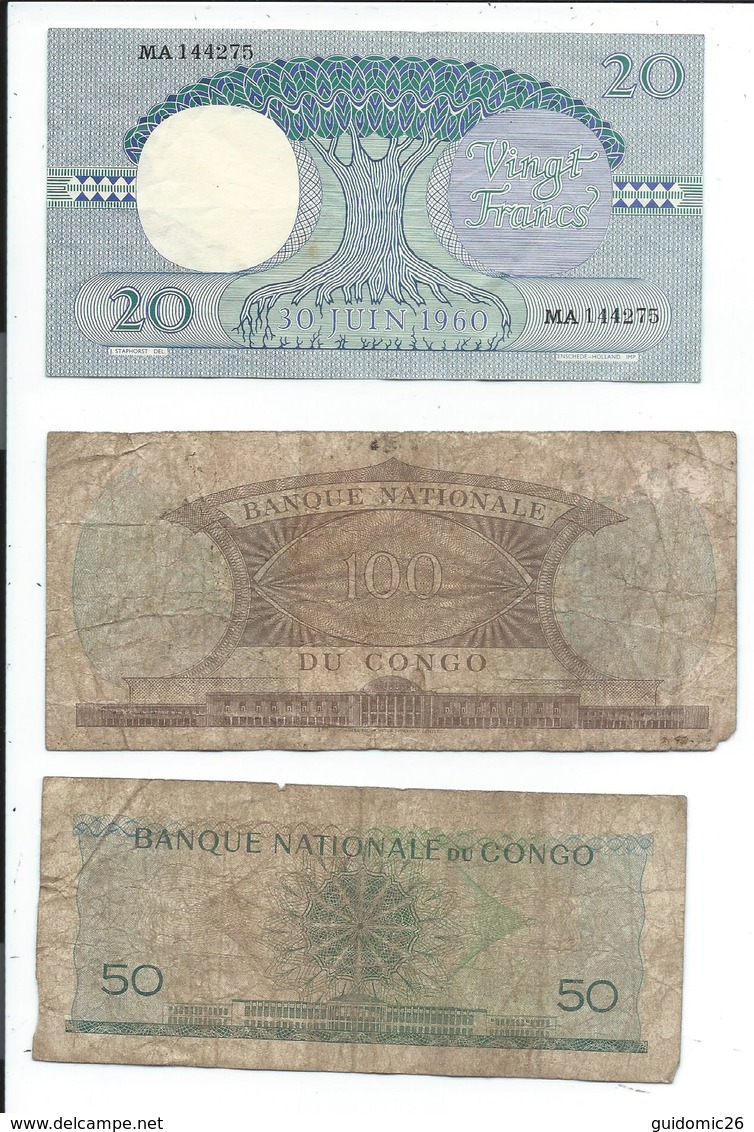 Congo Lot De 3 Billets Ayant Circulés - Non Classés