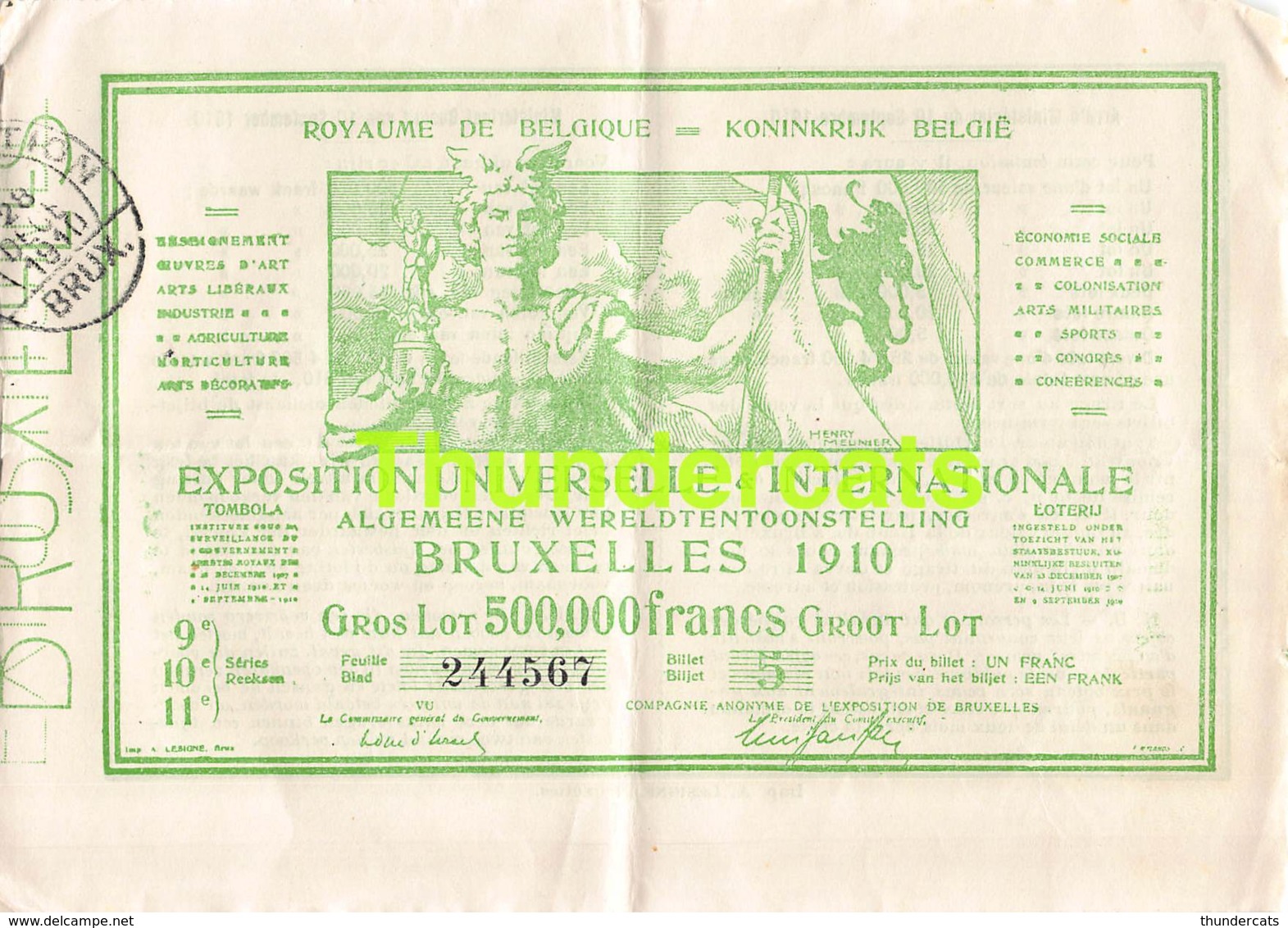 COLLECTION DE 4 LOTS LOT EXPOSITION UNIVERSELLE BRUXELLES 1910 REEKS 9 10 11 SERIE LOTERIE LOTERIJ BILJET TICKET TRANCHE - Billets De Loterie