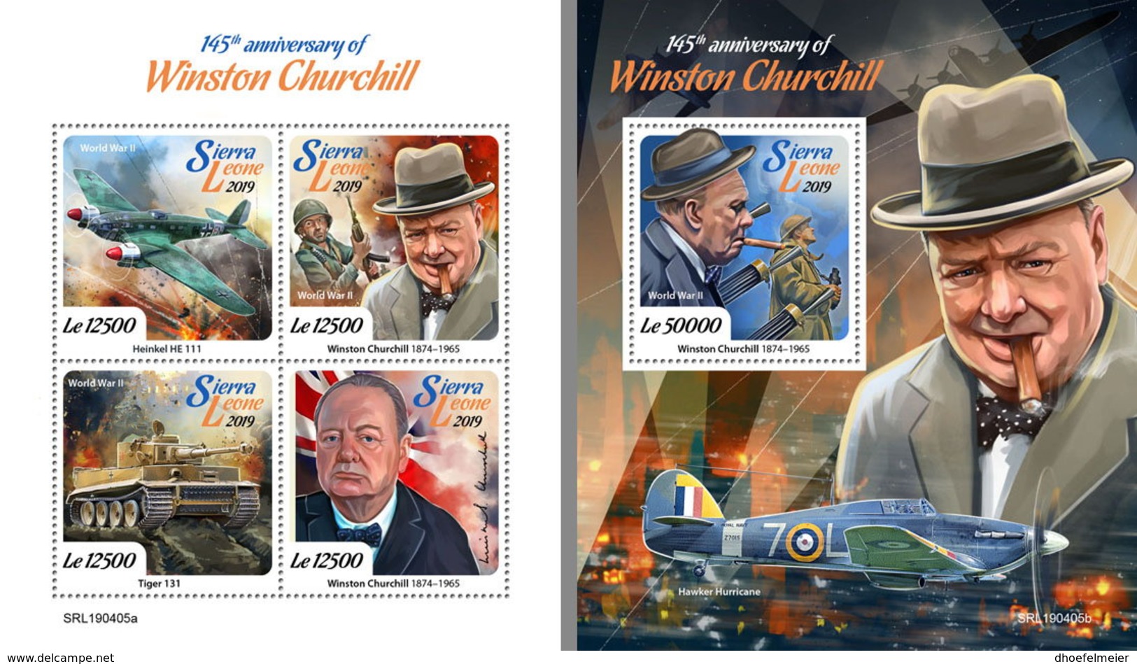 SIERRA LEONE 2019 MNH Aircrafts Flugzeuge Avions Winston Churchill M/S+S/S - OFFICIAL ISSUE - DH1921 - Avions