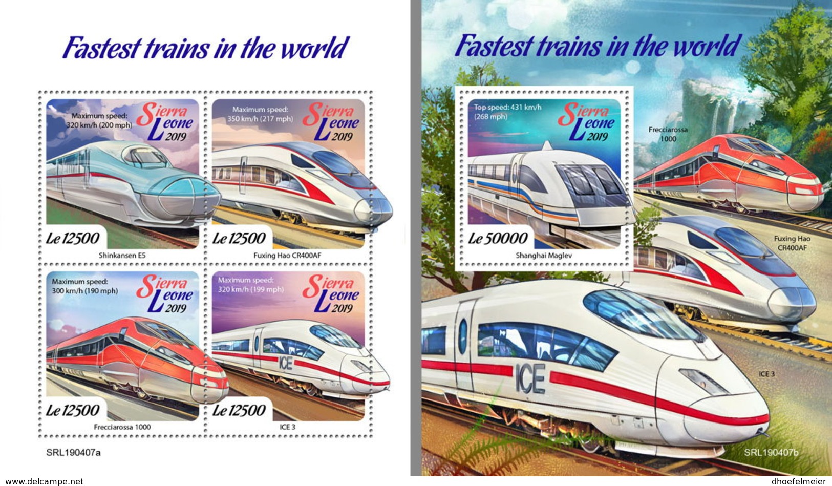 SIERRA LEONE 2019 MNH Speed Trains Schnellzüge Eisenbahnen Trains Rapides M/S+S/S - OFFICIAL ISSUE - DH1921 - Trains