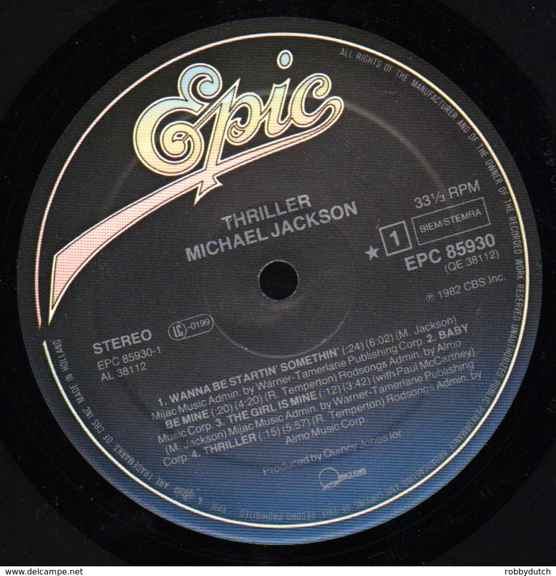 * LP *  MICHAEL JACKSON - THRILLER (Holland 1982  EX !!!) - Disco, Pop