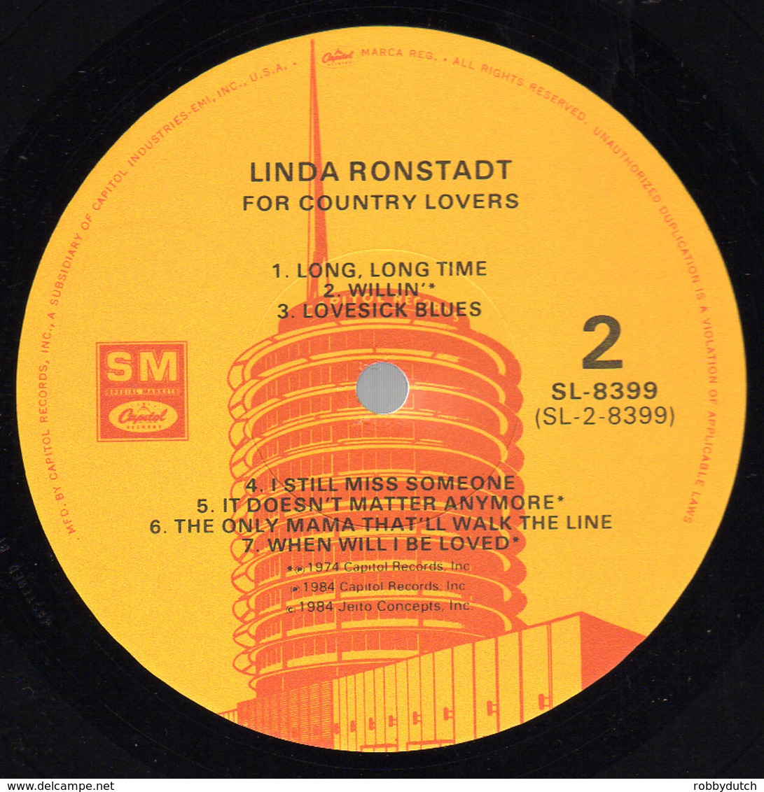 * LP *  LINDA RONSTADT - FOR COUNTRY LOVERS (USA 1981 EX) - Country En Folk