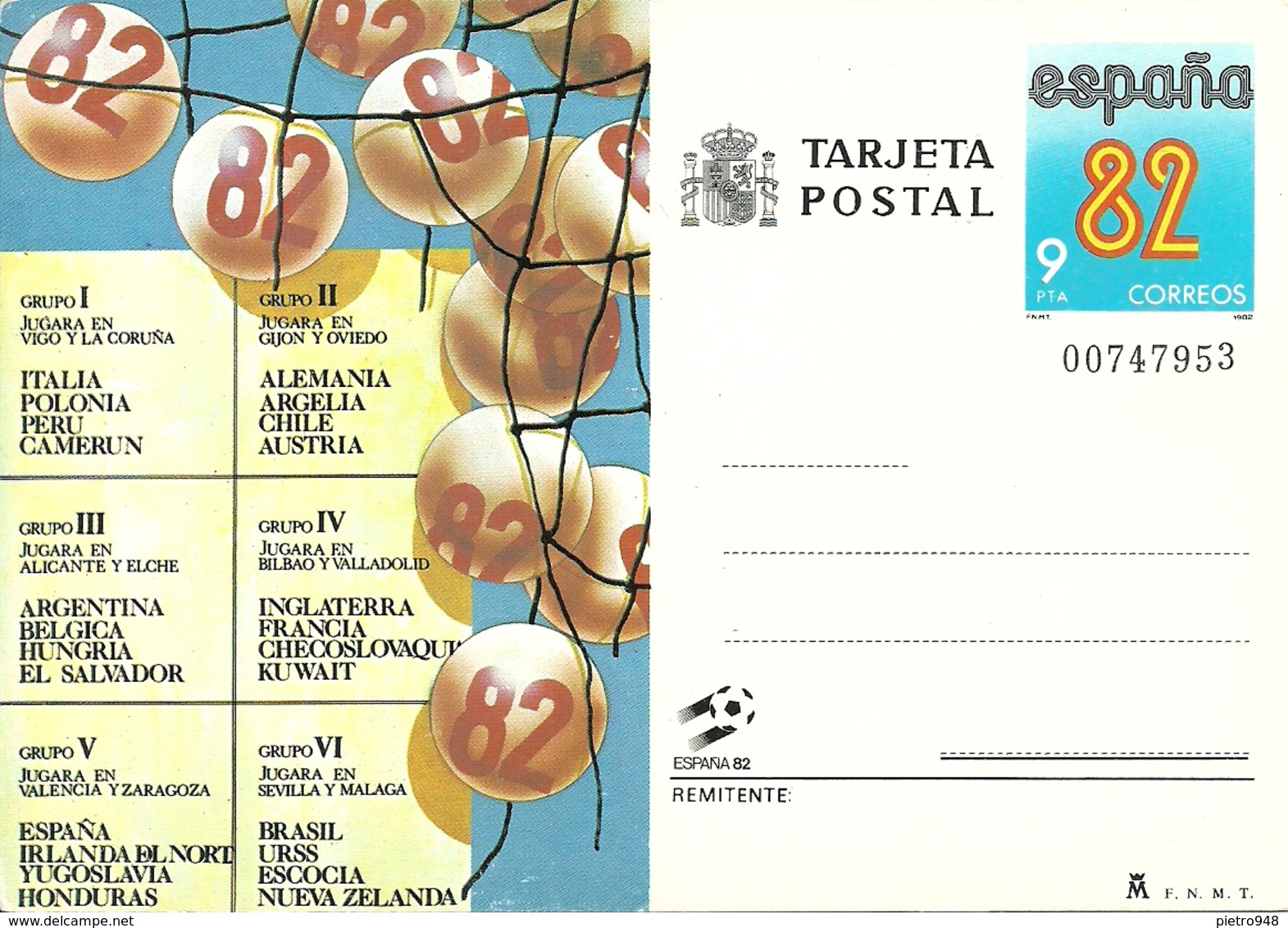 Tarjeta Postal, Cartolina Postale, Post Card Espana 82, Mondiali Calcio In Spagna - Altri & Non Classificati