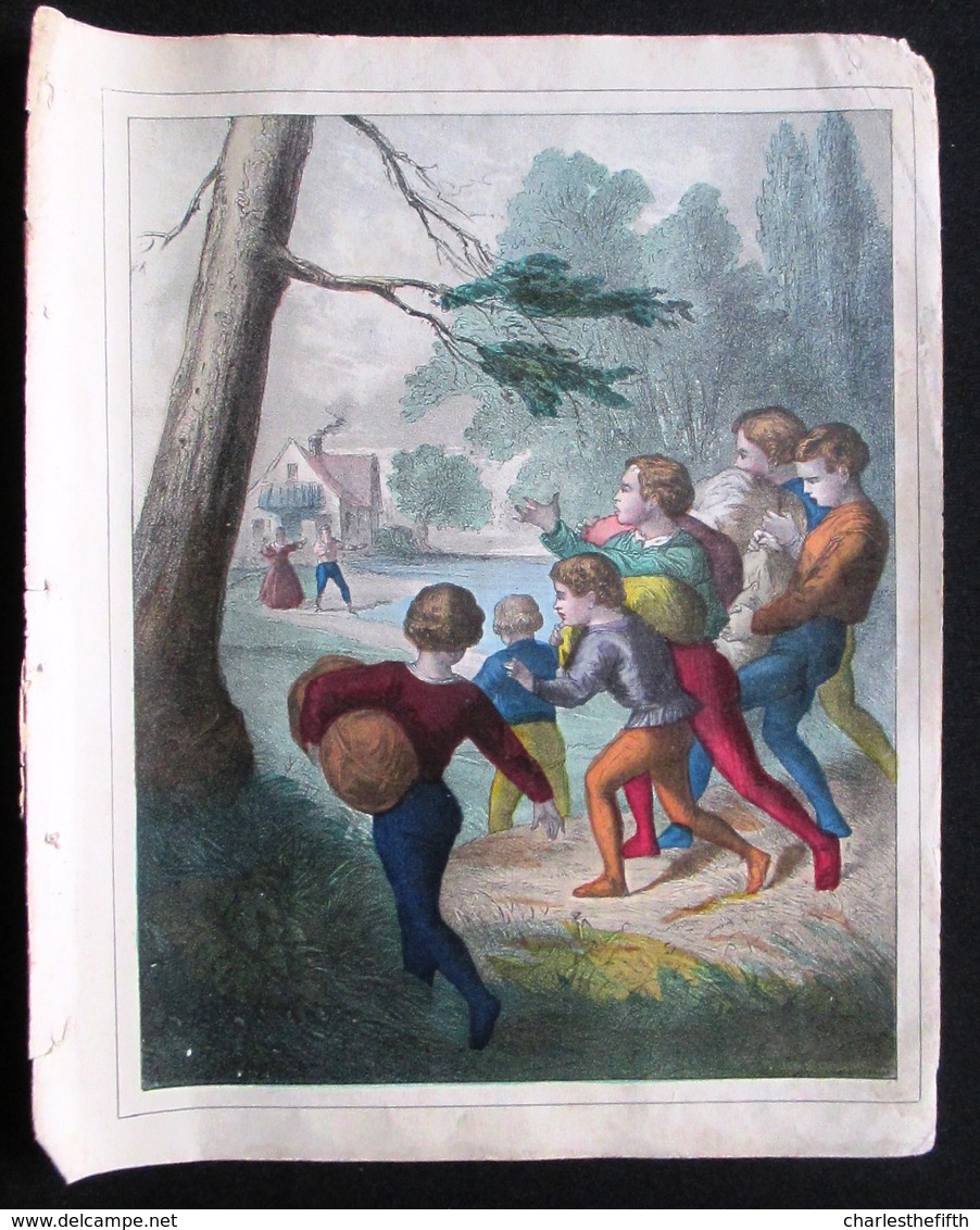 INTROUVABLE ! 6 GRAVURES COLOREES MAIN + pages livre complet * LE PETIT POUCIN - WENTZEL 1869 * !!!