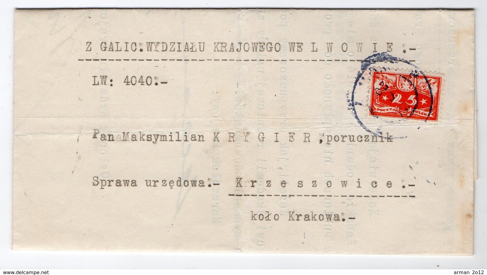 Poland Krakow Wafer 1920 - Covers & Documents