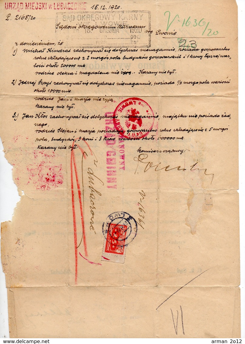 Poland Ukraina Lwow 1920 - Briefe U. Dokumente