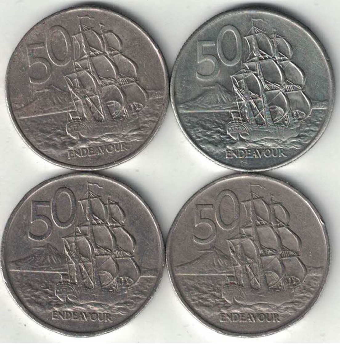 New Zealand Collection Of 4x 50 Cent Coins 1967-1987 All Listed & Different - Nouvelle-Zélande