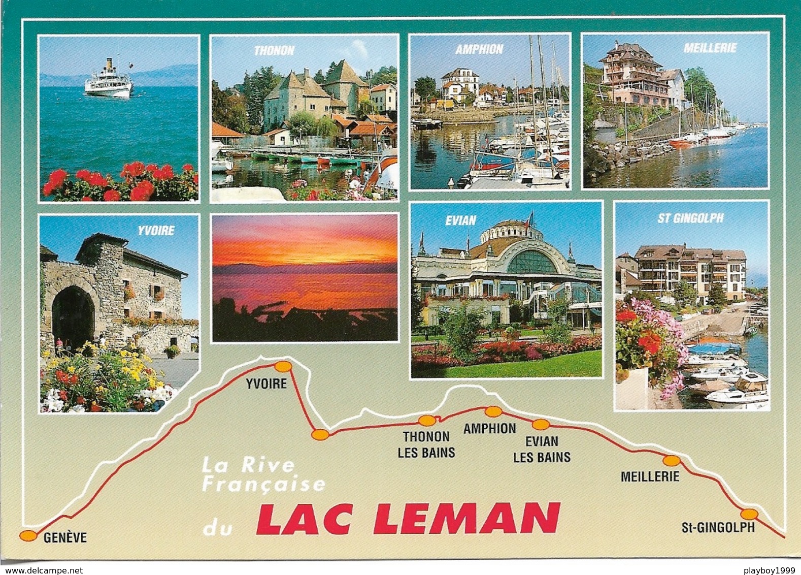 Cartes Géographiques - Lac Léman Et Les Villes Qui L'entourent - Cpm - écrite - - Maps