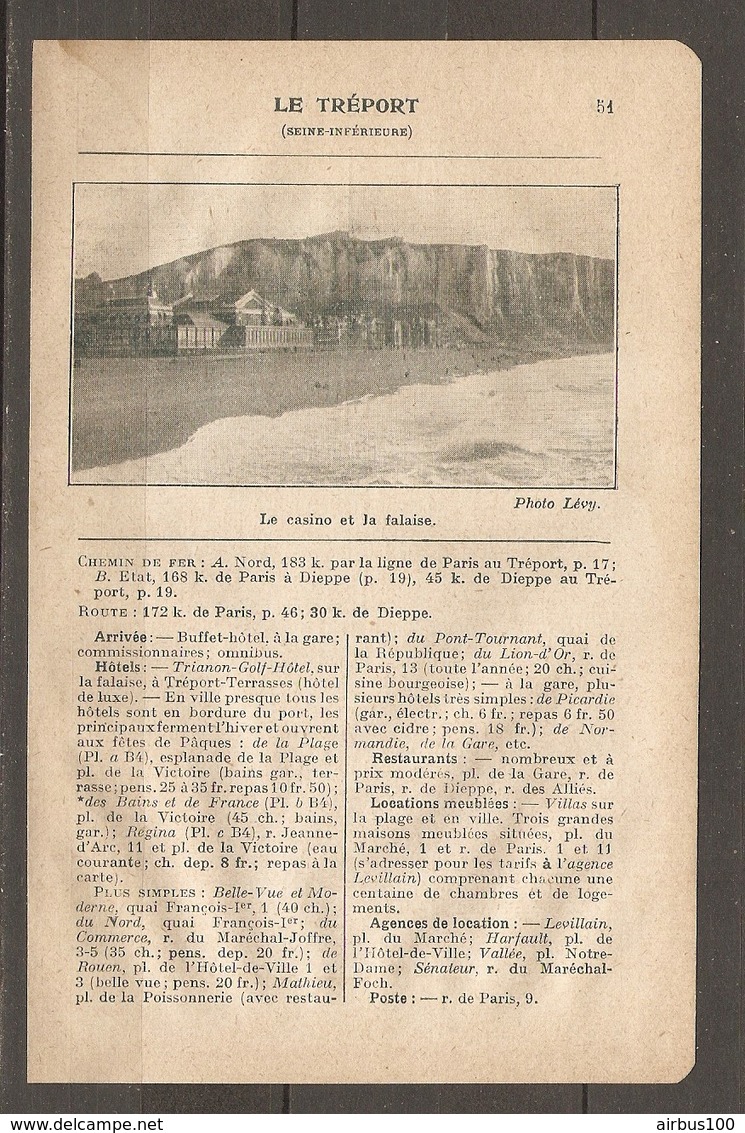 1924 LE TREPORT SEINE Inf. (76) - CHEMIN DE FER ETAT 183 KM DE PARIS AU TREPORT - BAINS CASINO PROMENADES LOUEUR D'ANES - Eisenbahnverkehr