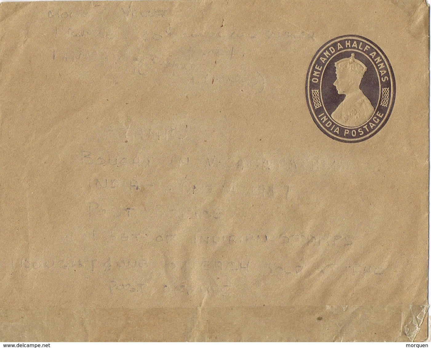 32811. Entero Postal INDIA Inglesa 1 1/2 Anna, King - Cartas & Documentos