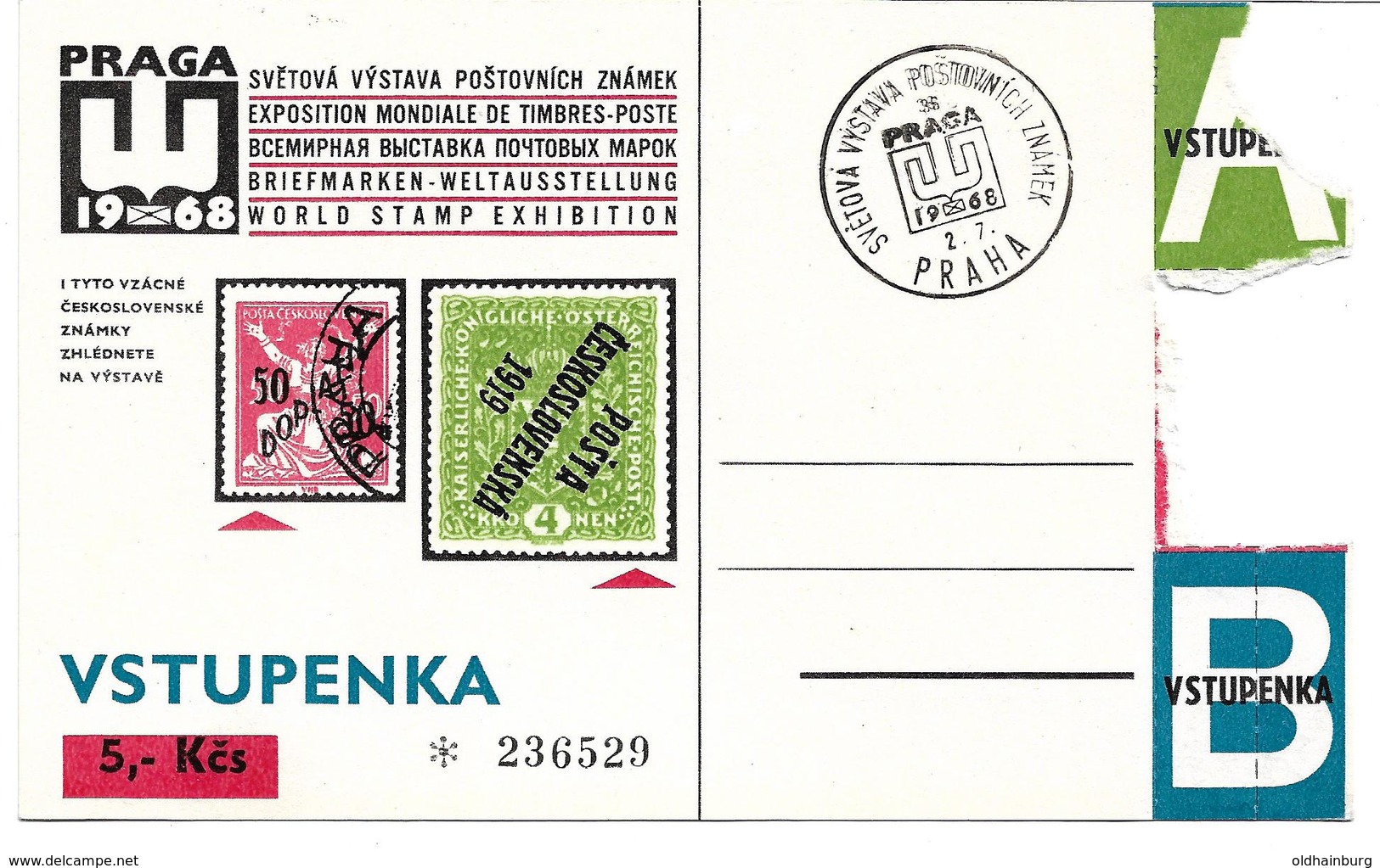 1599t: Nachfolgestaat CSR, 2 Ausgaben Als Faksimile- Druck Auf Prag- Eintrittskarte 1968 - Briefe U. Dokumente