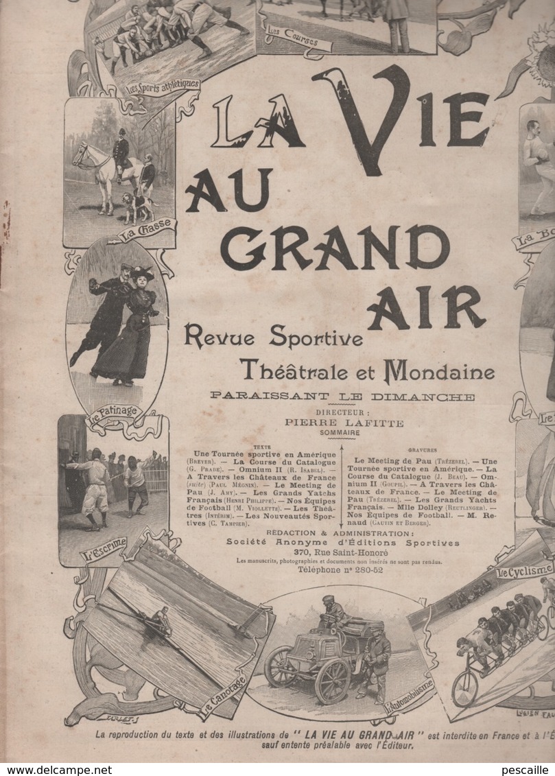 LA VIE AU GRAND AIR 04 03 1900 - PAU AUTOMOBILE - BOXE JEFFRIES CORBETT - PLUVIGNER MORBIHAN - YACHT LA JULIE - O.M. - 1900 - 1949