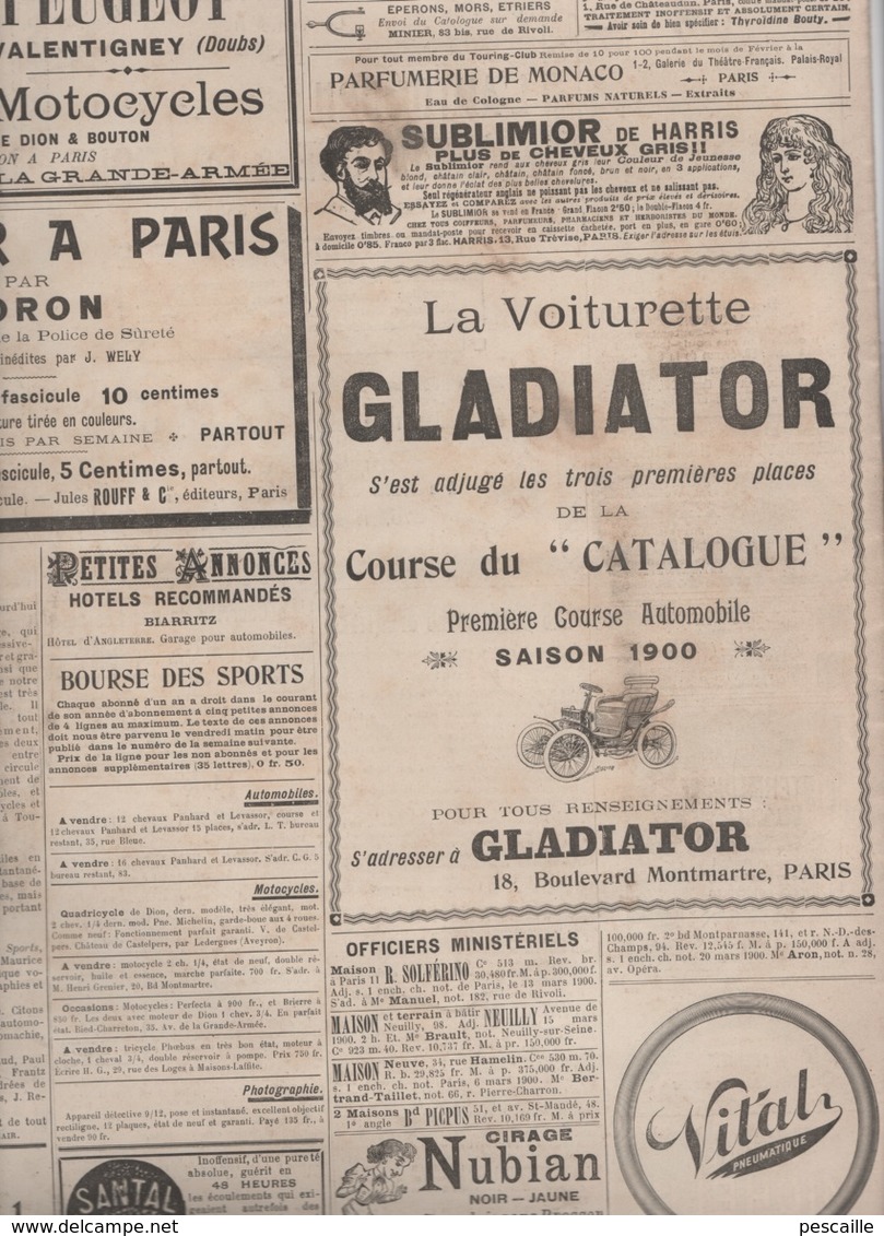 LA VIE AU GRAND AIR 04 03 1900 - PAU AUTOMOBILE - BOXE JEFFRIES CORBETT - PLUVIGNER MORBIHAN - YACHT LA JULIE - O.M.