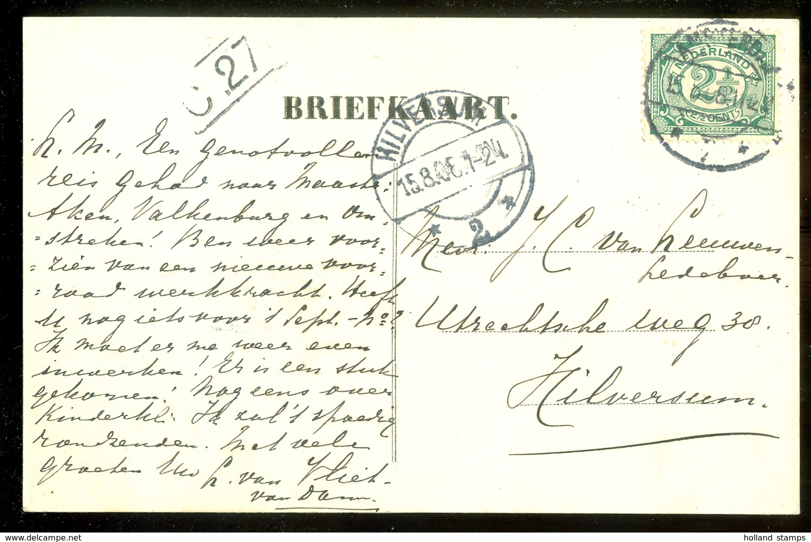 HANDGESCHREVEN BRIEFKAART Uit 1906 Van AMSTERDAM Naar HILVERSUM (11.556q) - Brieven En Documenten