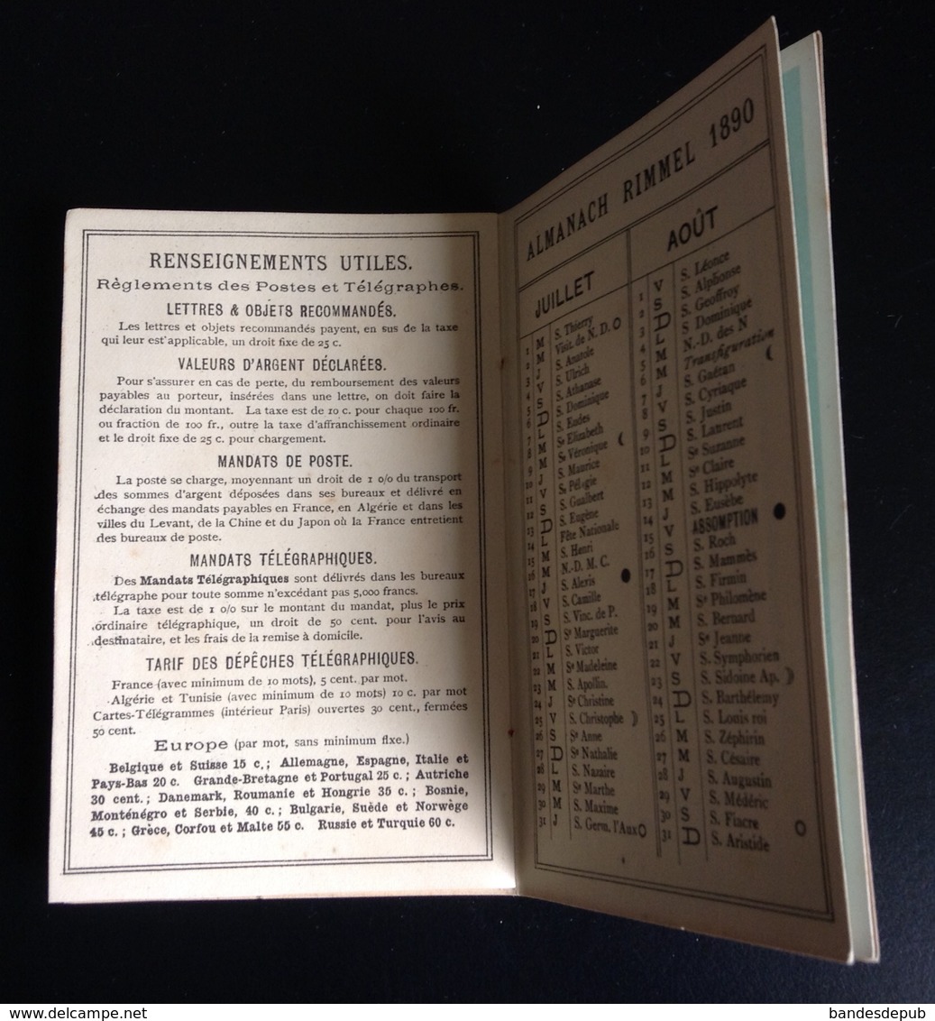 Parfum Rimmel ravissant almanach calendrier 1890 places celebres Paris Concorde New york statue liberté Turquie Naples