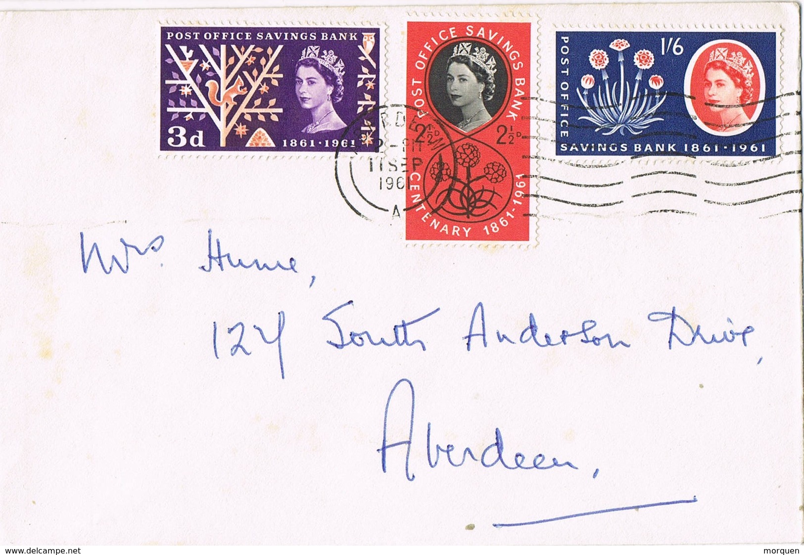 32817. Carta ABERDEEN (Scotland) 1961. Stamps Savings Bank - Cartas & Documentos