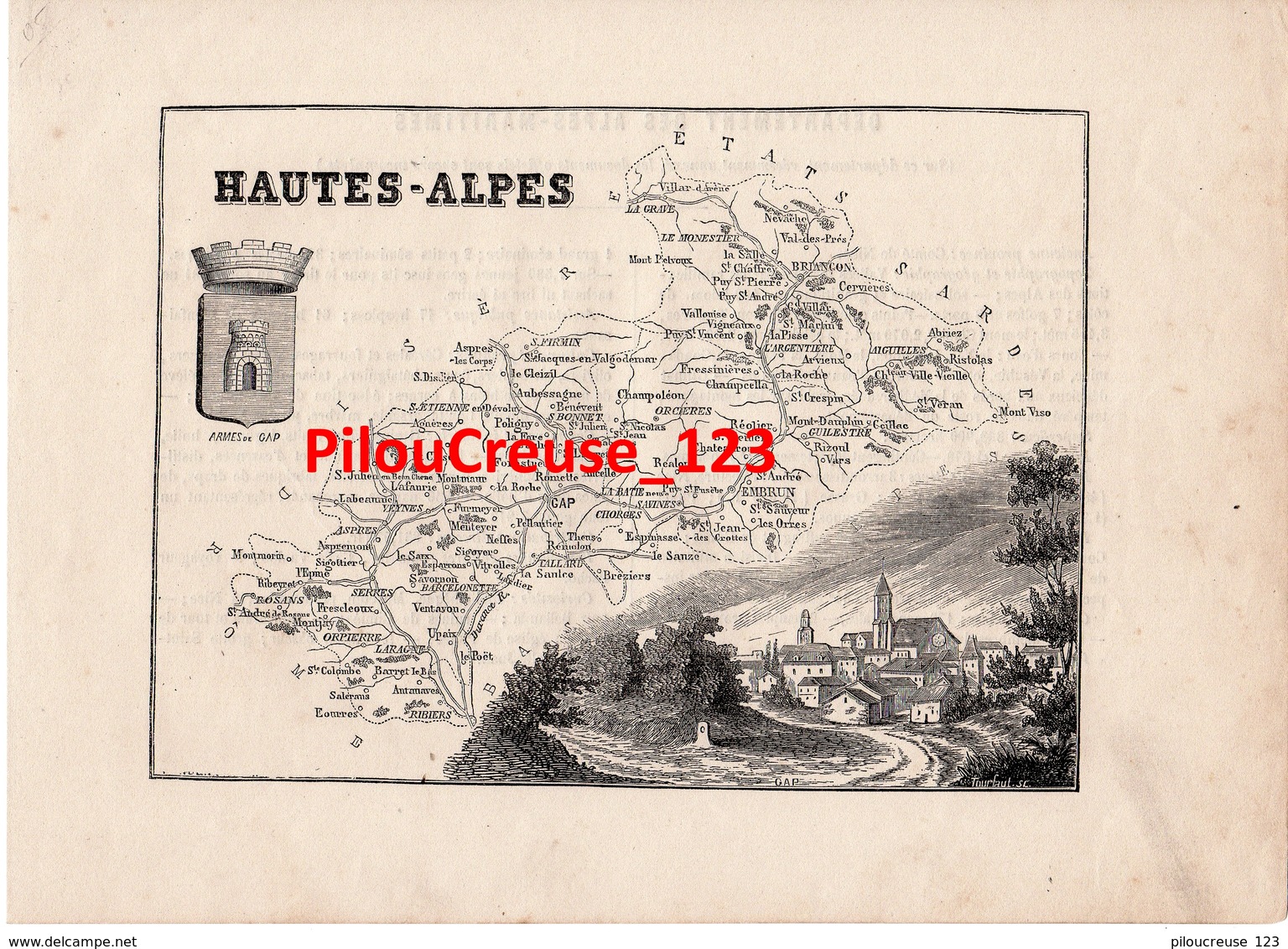 05 HAUTES ALPES - Carte Authentique Tourfaut 1865 Planche 17x24 Cm - - Cartes Géographiques