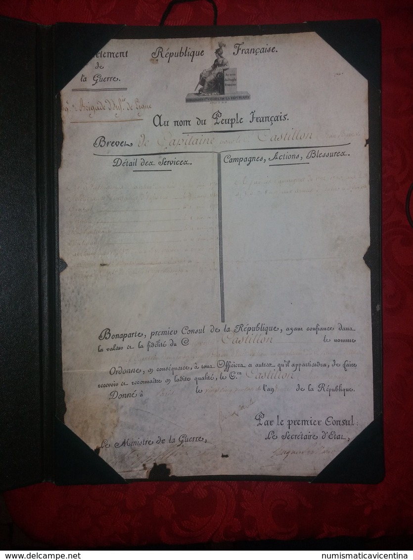 Capitaine Armée De France 1804 Brevet Pour Capitaine Castillon Brigade De Ligne - Documenti