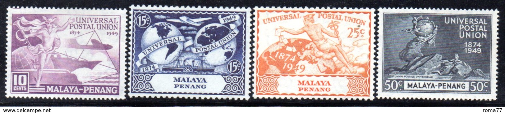 APR1219 - MALAYSIA 1949 , Serie  18/21 UPU  ***  MNH  PENANG - Penang