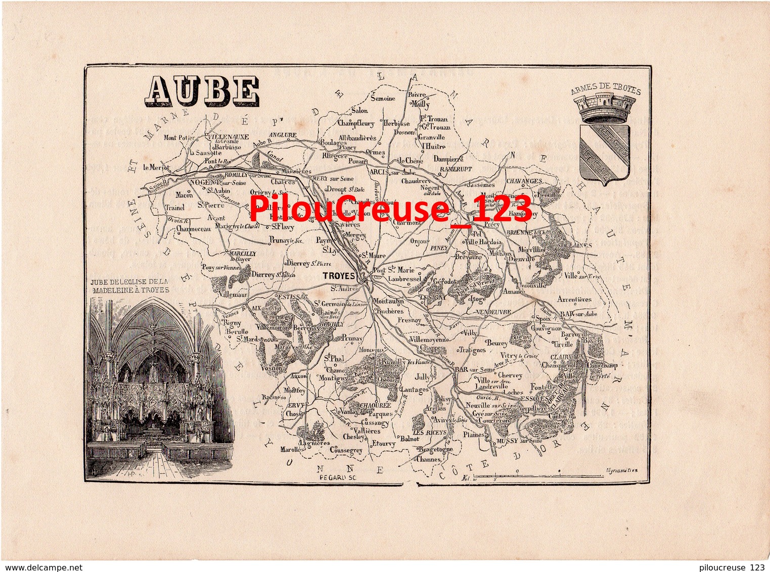 10 AUBE - Carte Authentique Tourfaut 1865 Planche 17x24 Cm - - Cartes Géographiques
