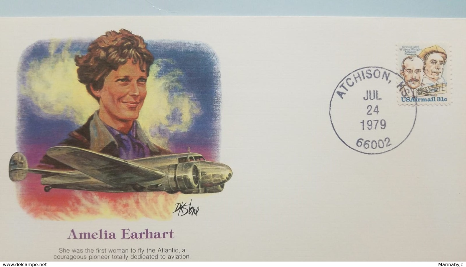 L) 1979 USA, AMELIA EARHART, AIRPLANE, WOMEN,  ORVILLE AND WILBUR WRIGHT AVIATION PIONER, FDC - 1971-1980