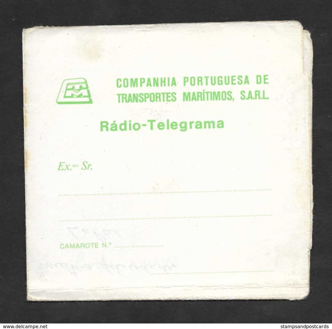 Portugal Radio Télégramme 1977 Navire Cargo Cachet Bernardino Correa CTM  Radio Telegram Cargo Ship - Briefe U. Dokumente