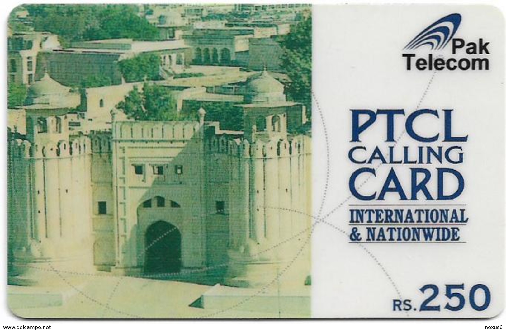 Pakistan - PTCL - Lahore Fort, Prepaid 250Rs, Used - Pakistan