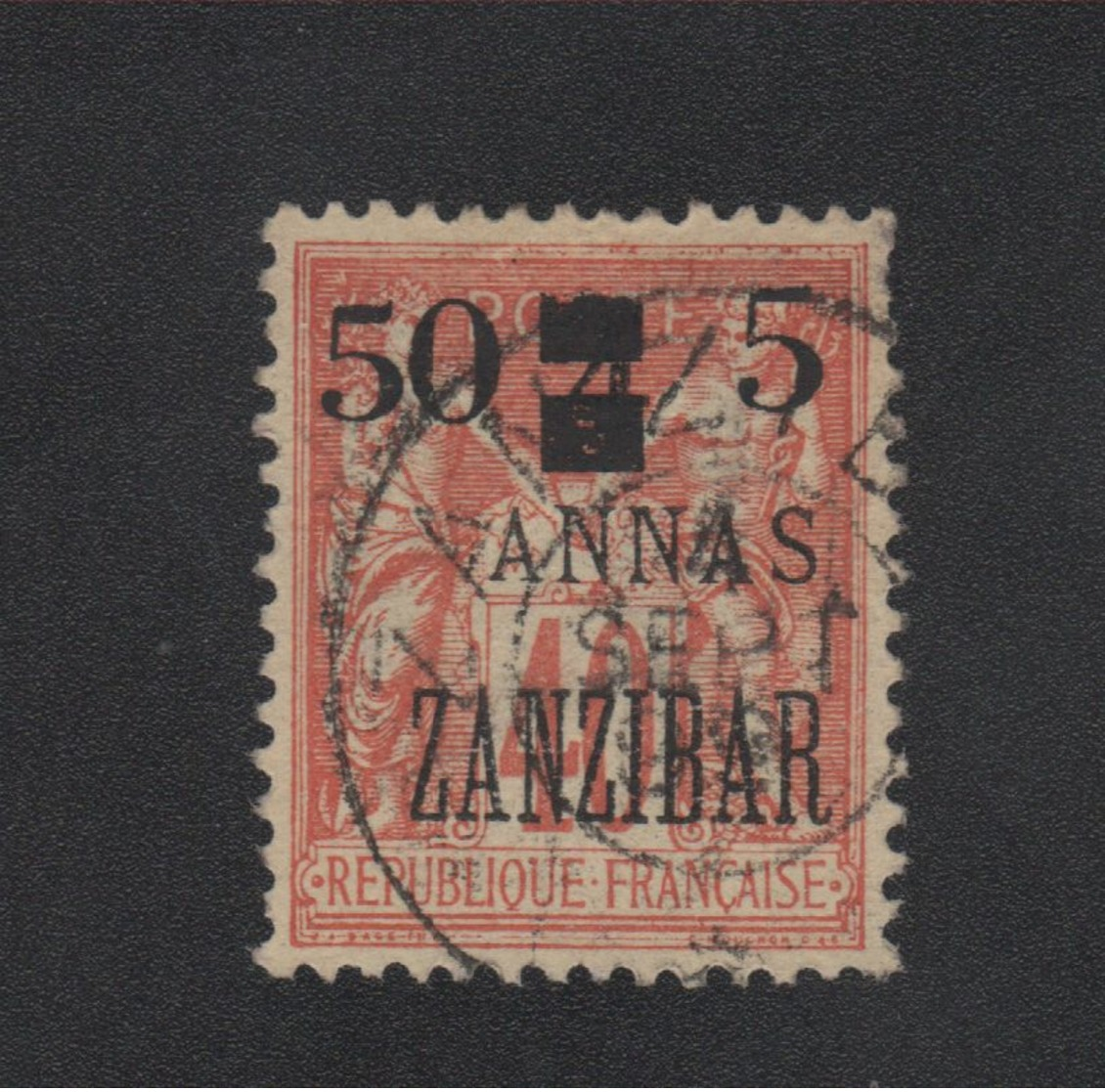 Faux Timbre Zanzibar N° 60 50 C Et 5 Sur 4 Annas Sur 40 C Sage Oblitéré - Used Stamps