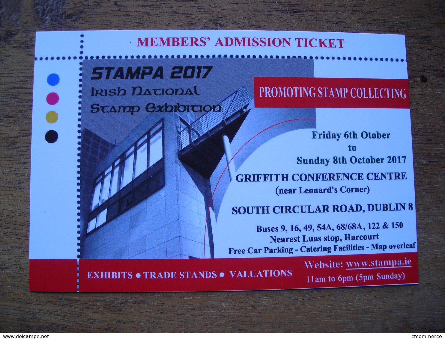 2017 , Souvenir Stampa  Dublin, Members Admission Ticket, Billet D'entréé 6/7/8 Octobre 2017 - Autres & Non Classés