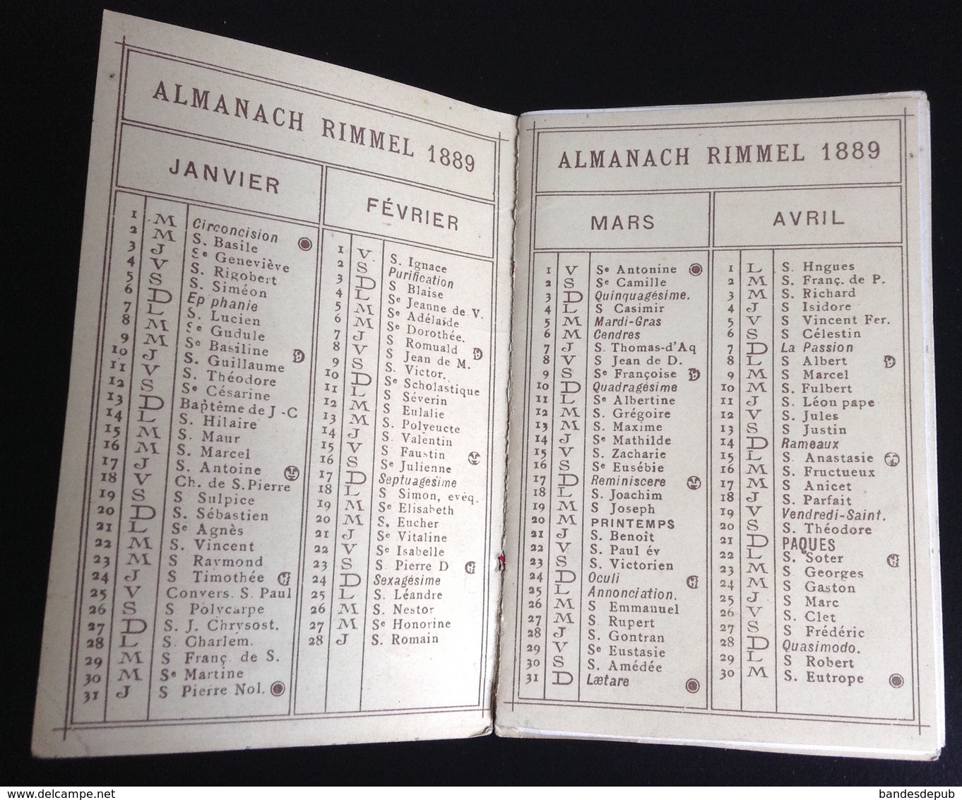 Parfum Rimmel Ravissant Almanach Calendrier 1889 Savants Celebres Montgolfier Edison Faraday Davy Daguerre - Petit Format : ...-1900