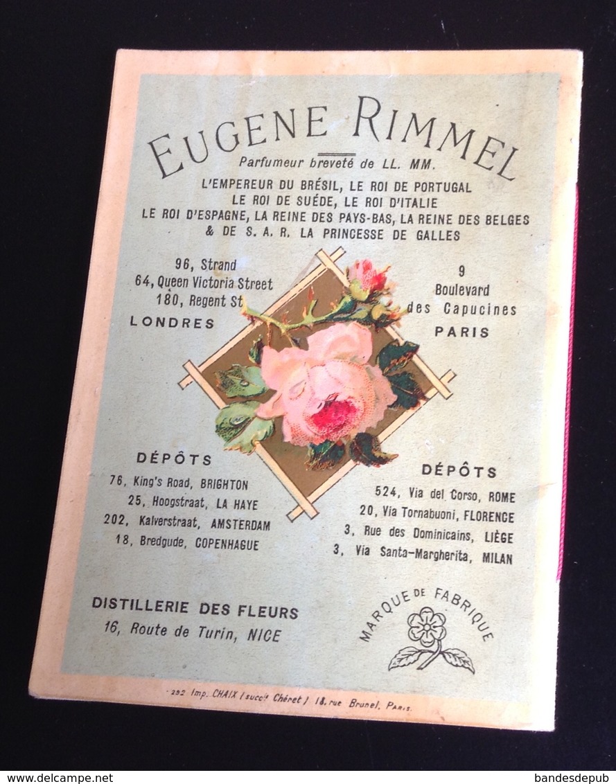 Parfum Rimmel ravissant almanach calendrier 1888 saisons sapin NOEL angelot enfants Chaix Cheret